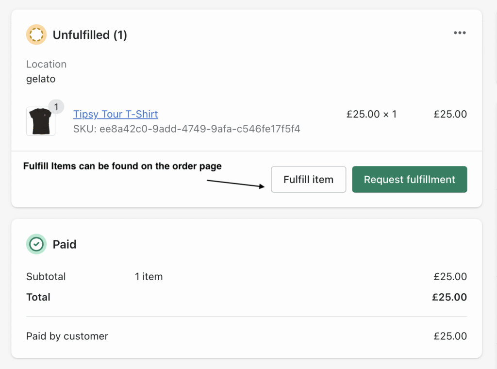Shopify Manual Order Fulfillment