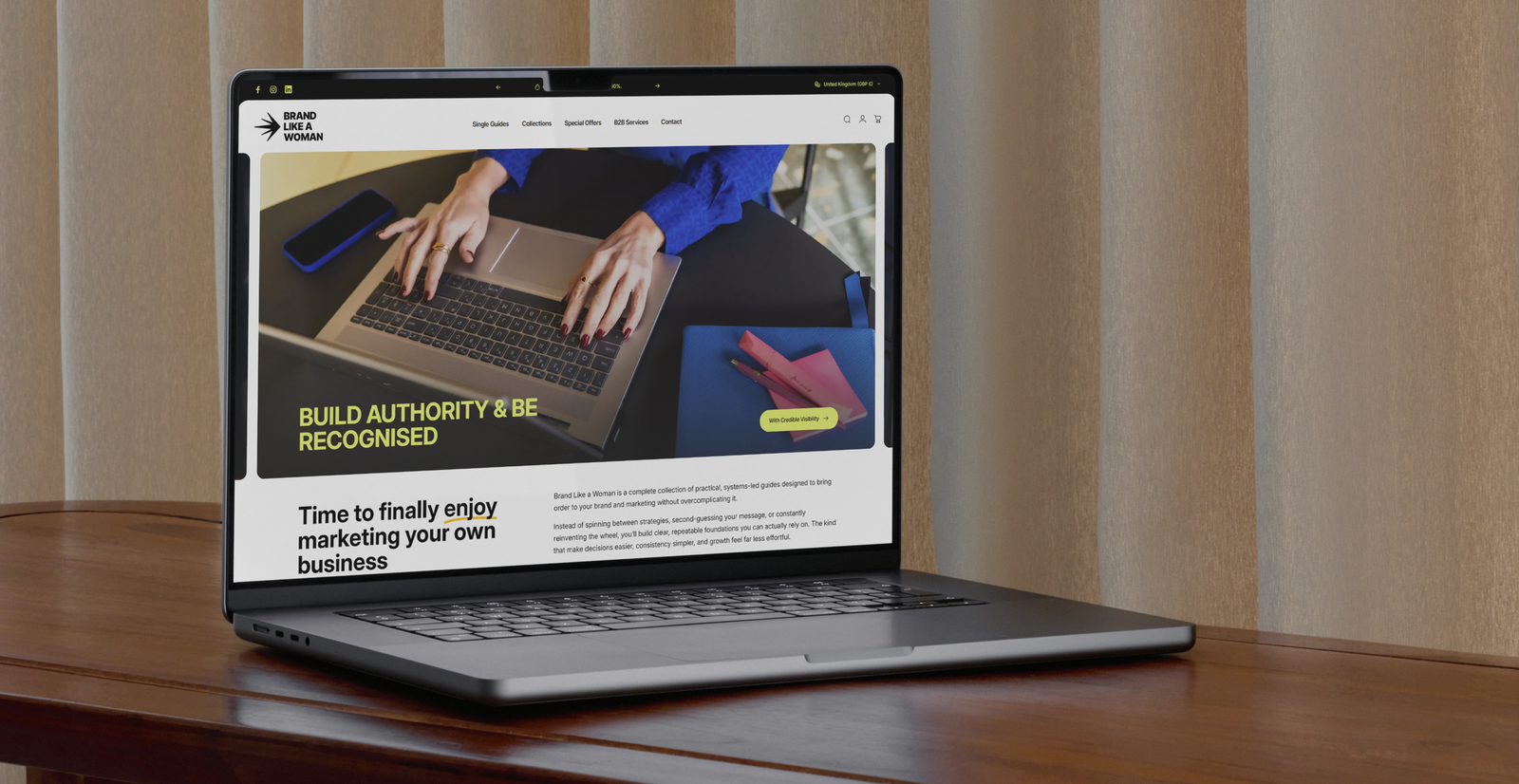 Brand Like a Woman Shopify store homepage design — web design and development by Create Circus
